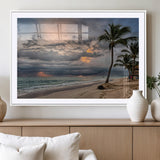 62574547-MGV-CV-36X24-Tropical Storm Wall Art Canvas Print, Framed Moody Beach Art Picture Print, Dramatic Sky Perfect Tropical Coastal Decor Artwork