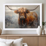 X61001-MGV-CV-36X24-Scottish Highland Wall Art Canvas Print, Framed Longhorn Art Picture Print, Western Cow Perfect Farmhouse Decor Artwork