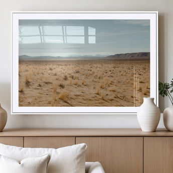 55918919-MGC-FP-36x24_White-Desert Landscape Wall Art – Golden Grass Plains and Mountain Horizon Canvas Print, Southwest Nature Photography Decor for Living