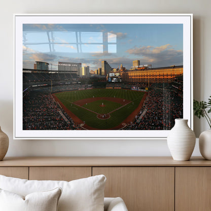 22285236-MGV-CV-36X24-Baseball Stadium Sunset – Panoramic Ballpark Canvas Wall Art, Sports Decor for Office, Man Cave, Game Room, Sports Bar, Baseball
