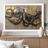 57944271-MGC-FP-36x24_White-Octopus Wall Art – Black and Gold Nautical Canvas Print, Modern Ocean Inspired Artwork with Elegant Detailing, Coastal Marine