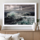 38622353-MGV-CV-36X24-Ocean Wave Wall Art – Dramatic Seascape Canvas Print with Stormy Sky and Crashing Sea, Bold Coastal Photography for Living Room,