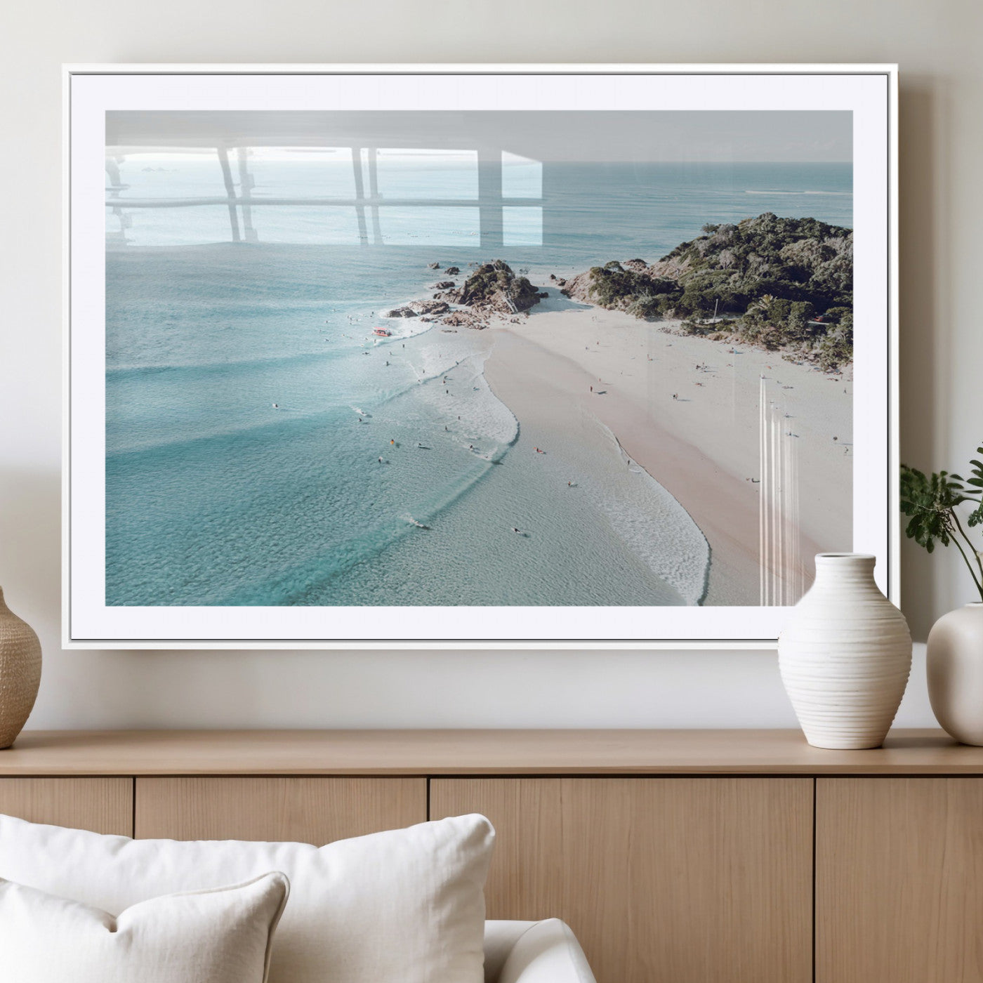 79395467-MGV-CV-36X24-Coastal Wall Art – Aerial Beach Canvas Print, Ocean Waves and Sandy Shore Photography Decor for Bedroom, Living Room, Office,