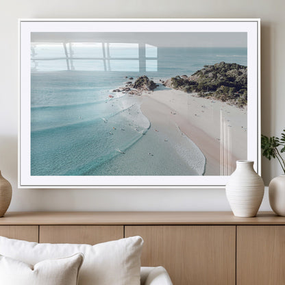 79395467-MGV-CV-36X24-Coastal Wall Art – Aerial Beach Canvas Print, Ocean Waves and Sandy Shore Photography Decor for Bedroom, Living Room, Office,