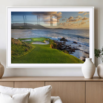 67486665-MGV-CV-36X24-Golf Course Wall Art – Pebble Beach Oceanfront Canvas Print, Coastal Fairway Photography Sports Decor for Living Room, Office, Man