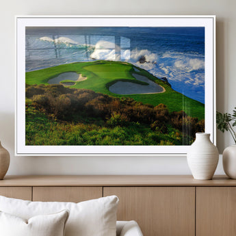 13644055-MGV-CV-36X24-Golf Wall Art – Oceanfront Green Canvas Print, Scenic Coastal Course Photography Decor for Bedroom, Living Room, Office, Sports