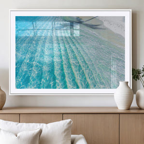 46233906-MGC-FP-36x24_White-Coastal Wall Art – Turquoise Ocean Waves and White Sand Canvas Print, Tropical Beach Photography Decor for Bedroom, Living Room,