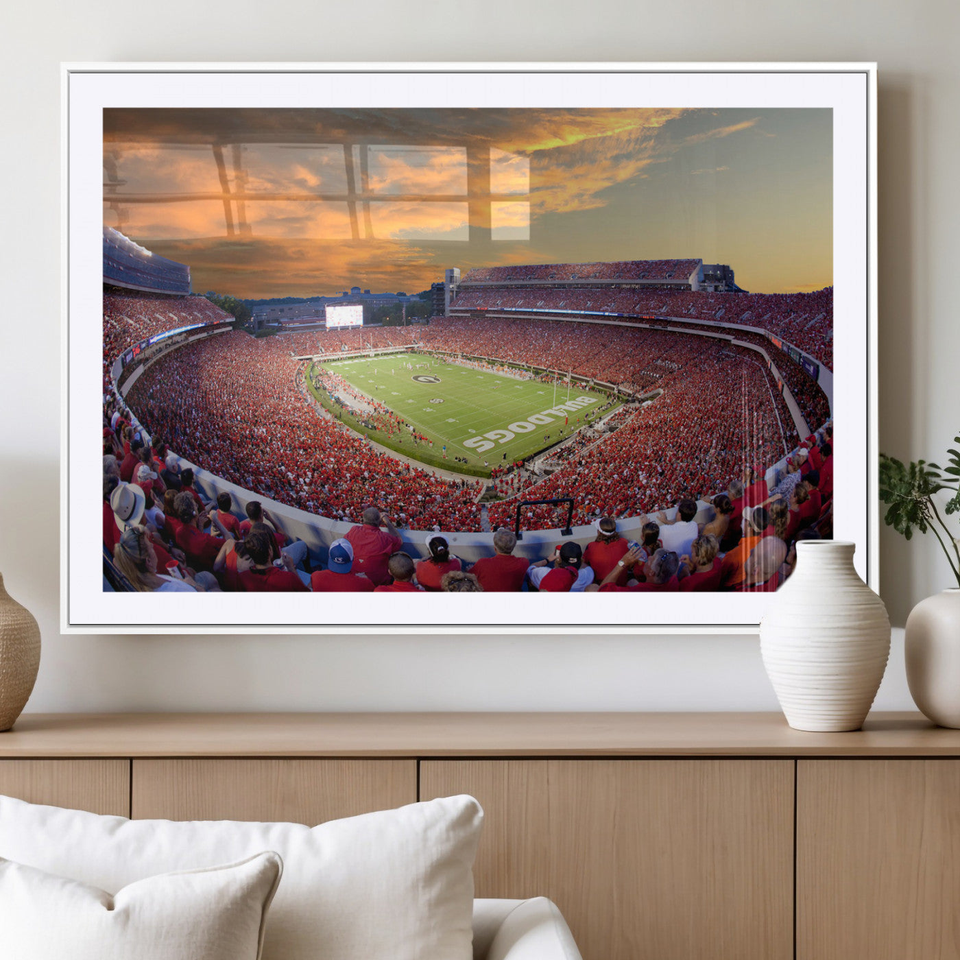 73680988-MGV-CV-36X24-Sanford Stadium Wall Art – Georgia Bulldogs Football Sunset Game Canvas Print, College Sports Decor for Man Cave, Bar, Office, or