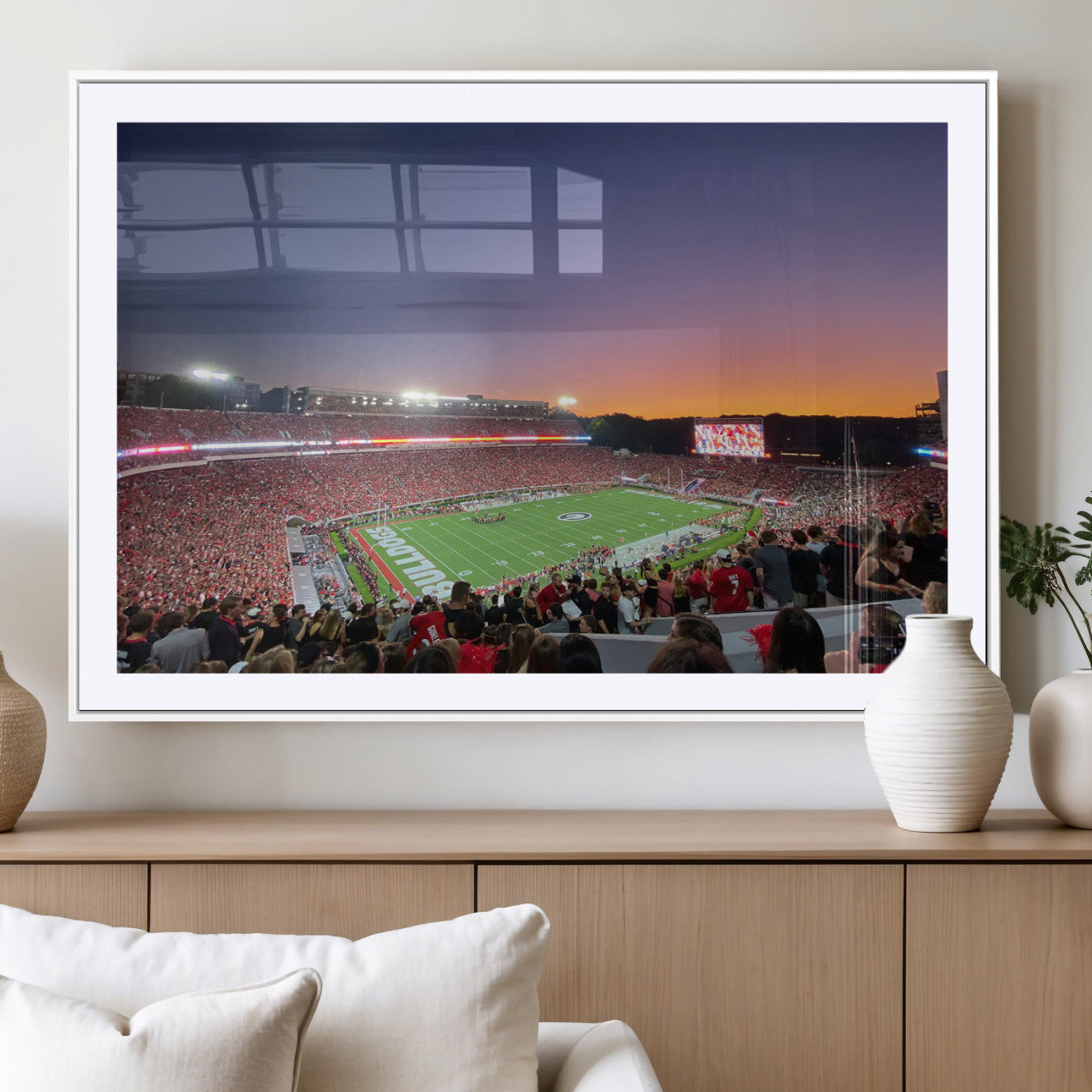 25139565-MGV-CV-36X24-Sanford Stadium Wall Art – Georgia Bulldogs Football Sunset Panorama Canvas Print, College Game Day Decor for Man Cave, Bar, or