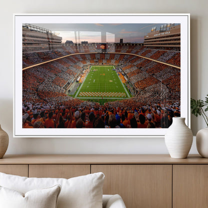 37160229-MGV-CV-36X24-Neyland Stadium Wall Art – Panoramic Tennessee Volunteers Sunset Canvas Print, Checkerboard Crowd Football Game Day Decor for