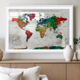 95876117-MGV-CV-36X24-Personalized World Map Wall Art – Colorful Watercolor Travel Map with Custom Names, Romantic Wall Decor for Couples, Wedding or