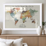 10311652-MGV-CV-36X24-Personalized World Map Wall Art - Watercolor Travel Map with Custom Names Minimalist Design for Couples&Families - Decor for Home,