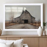 90499-MGC-FP-36x24_White-Old Barn Wall Art Canvas Print, Framed Rustic Barn Art Picture Print, Abandoned Farm Perfect Rustic Farmhouse Decor Artwork