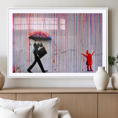 69505-MGV-CV-36X24-Graffiti Girl Wall Art Canvas Print, Framed Urban Contrast Art Picture Print, Vibrant Graffiti Perfect Urban Pop Decor Artwork