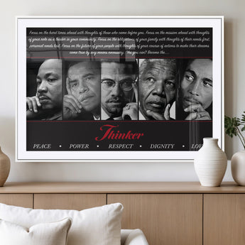 45112-MGC-FP-36x24_White-Black Icons Wall Art Canvas Print, Framed Thinker Art Picture Print, Motivational Quote Perfect Cultural Modern Decor Artwork