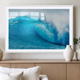 15566-MGV-CV-36X24-Ocean Wave Wall Art Canvas Print, Framed Curling Wave Art Picture Print, Vibrant Surf Wave Perfect Coastal Surf Decor Artwork