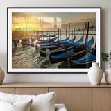 25872-MGV-CV-36X24-Venetian Gondola Dock Wall Art – Serene Sunset Canal Canvas Print, Tranquil Water Travel Decor for Office, Living Room, or Man
