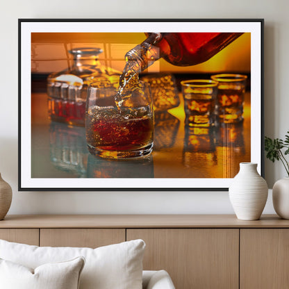 18250-MGV-CV-36X24-Whiskey Pour Wall Art – Captivating Whiskey Splash Canvas Print, Elegant Bar or Home Lounge Decor for Office, Man Cave or Living