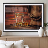 52458-MGV-CV-36X24-Whiskey Pour Wall Art – Elegant Whiskey Bottle Pouring into Glasses Canvas Print, Refined Bar or Lounge Decor for Home, Office, or