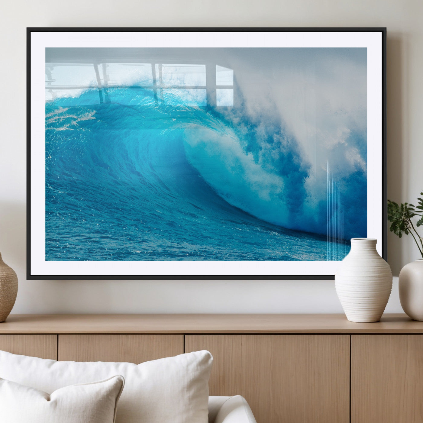13117-MGV-CV-36X24-Ocean Wave Wall Art – Dynamic Blue Surf Canvas Print, Coastal Beach Decor for Living Room, Bathroom, Office, or Beach House