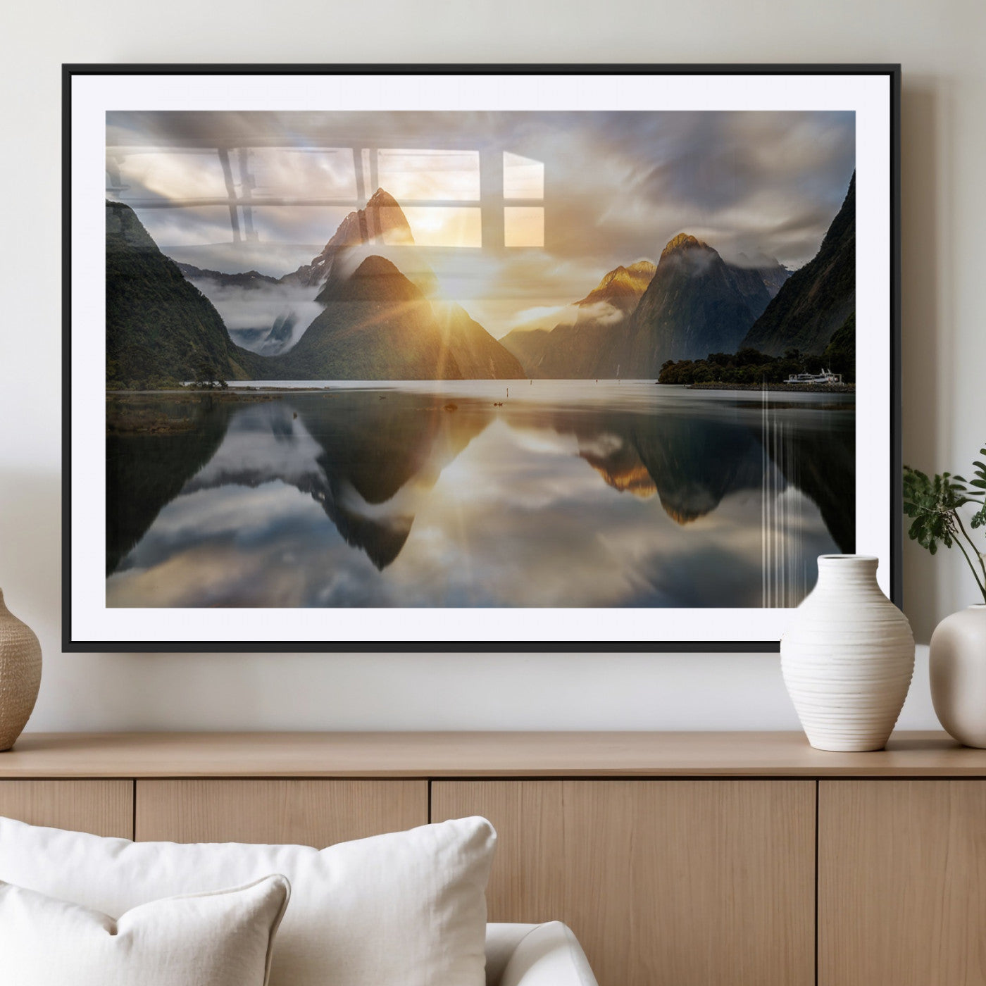 78842-MGV-CV-36X24-Sunrise Mountain Reflection Wall Art – Stunning Nature Landscape Canvas Print for Home, Office, Living Room or Relaxing Space