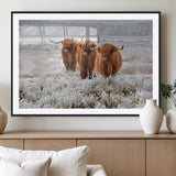 10396-MGV-CV-36X24-Highland Cattle Wall Art – Rustic Winter Landscape Canvas Print, Farmhouse Decor for Living Room, Office, Cabin or Country Home
