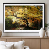 19067-MGC-FP-36x24_Black-Golden Canopy Wall Art – Panoramic Autumn Tree Canvas Print, Warm Seasonal Decor for Living Room, Office or Garden Space