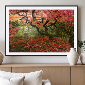 73343-MGV-CV-36X24-Autumn Maple Wall Art – Panoramic Vibrant Red Maple Tree Canvas Print, Seasonal Nature Decor for Office, Living Room or Garden