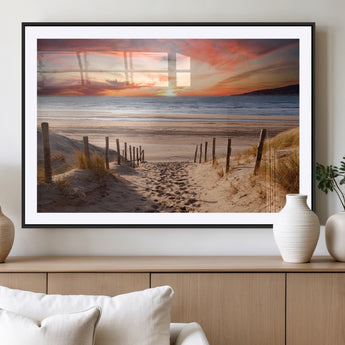 78111-MGC-FP-36x24_Black-Sunset Pathway Wall Art – Panoramic Coastal Canvas Print, Tranquil Beach Decor for Living Room, Office or Bedroom