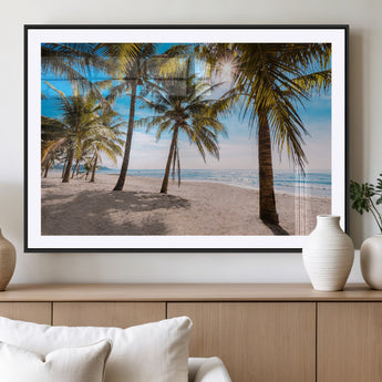 98175-MGV-CV-36X24-Tropical Palm Beach Wall Art – Relaxing Ocean Shore Canvas Print with Palm Trees, Coastal Summer Decor for Living Room, Bedroom or