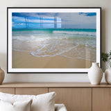 20660-MGC-FP-36x24_Black-Ocean Wave Beach Wall Art – Serene Blue Sea and Sandy Shore Canvas Print, Coastal Landscape Photography Decor for Living Room or