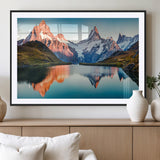 88453-MGC-FP-36x24_Black-Mountain Lake Wall Art – Snow-Capped Peaks Reflected in Alpine Water Canvas Print, Nature Landscape Wall Decor for Living Room or