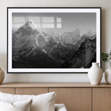 10775-MGC-FP-36x24_Black-Snow Capped Mountain Wall Art – Black and White Canvas Print of Majestic Peaks, Nature Landscape Photography for Office, Bedroom,