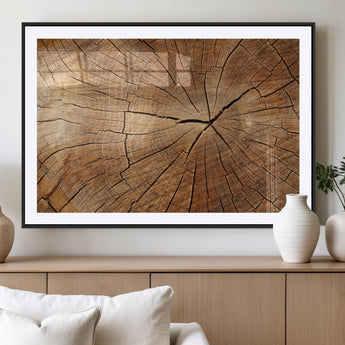 61710-MGC-FP-36x24_Black-Tree Rings Wall Art – Rustic Wood Grain Canvas Print of Tree Trunk Cross Section, Nature Inspired Decor for Cabin, Office, Living