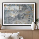 17631-MGC-FP-36x24_Black-Radiant Burst Wall Art – Abstract Sunburst Canvas Print in Blue and Gold, Modern Geometric Painting for Living Room, Office or