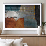 35026-MGV-CV-36X24-Abstract Canvas Wall Art – Modern Teal, Rust, Black and Gold Textured Painting, Contemporary Decor for Living Room, Bedroom or