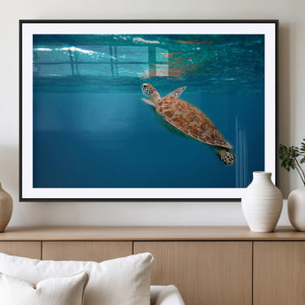 91440-MGC-FP-36x24_Black-Sea Turtle Wall Art – Ocean Turtle Canvas Print, Underwater Marine Life Decor for Living Room, Office, Beach House or Bathroom