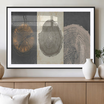 80725-MGV-CV-36X24-Wood Tree Rings Wall Art Canvas Print, Framed Tree Rings Art Picture Print, Abstract Tree Rings Perfect Modern Boho Decor Artwork