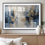 44344-MGV-CV-36X24-Abstract Blue and Gold Wall Art – Modern Hand Painted Canvas Print, Contemporary Textured Painting for Living Room, Bedroom or