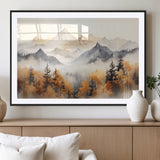 70049-MGV-CV-36X24-Autumn Mountain Forest Wall Art – Misty Landscape Canvas Print, Rustic Nature Inspired Decor for Living Room, Bedroom or Office
