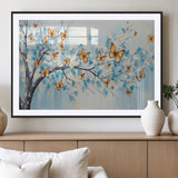 59455-MGV-CV-36X24-Butterfly Tree Branch Wall Art – Blue and Yellow Abstract Canvas Print, Modern Nature Artwork for Living Room, Bedroom or Office