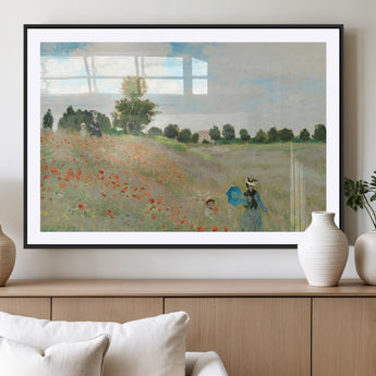 74890-MGV-CV-36X24-Monet Poppy Field Wall Art – Impressionist Landscape Canvas Print, Classic French Artwork for Living Room, Bedroom or Office Decor