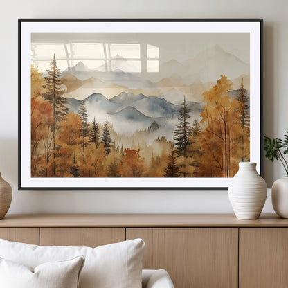 72950-MGV-CV-36X24-Autumn Mountain Forest Wall Art – Golden Fall Landscape Canvas Print, Nature-Inspired Home Decor for Living Room, Bedroom or
