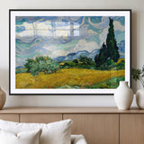 97252-MGV-CV-36X24-Wheat Field with Cypress – Van Gogh Wall Art, Impressionist Landscape Canvas Print, Rustic Home Decor for Living Room or Office