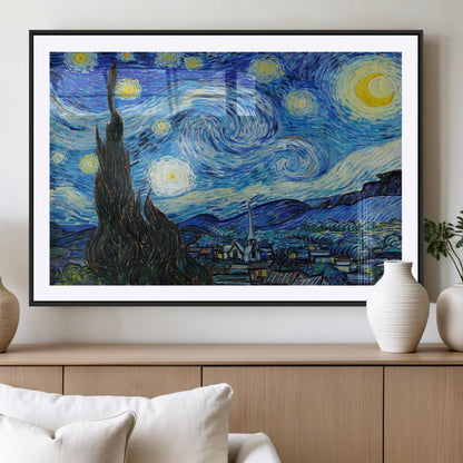 39177-MGV-CV-36X24-Starry Night Wall Art – Vincent van Gogh Famous Painting Canvas Print, Timeless Starry Sky Decor for Living Room, Bedroom or