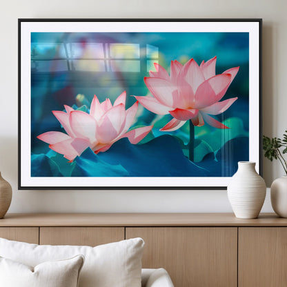 32559-MGV-CV-36X24-Lotus Flower Wall Art – Pink Water Lily Canvas Print, Tranquil Nature Decor for Living Room, Bedroom or Meditation Space