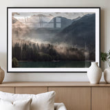 61116-MGV-CV-36X24-Misty Mountain Lake Wall Art – Tranquil Foggy Forest and Lake Canvas Print, Scenic Nature Landscape Decor for Living Room or
