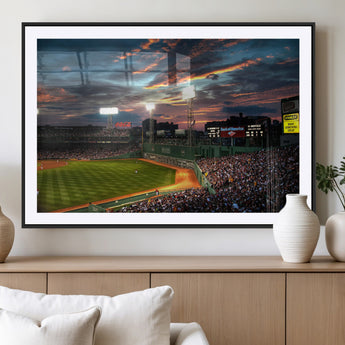 66781-MGV-CV-36X24-Baseball Stadium Wall Art – Canvas Print Evening Game Field Packed Crowd Sunset Sky Sports Photography, Dynamic Decor for Game