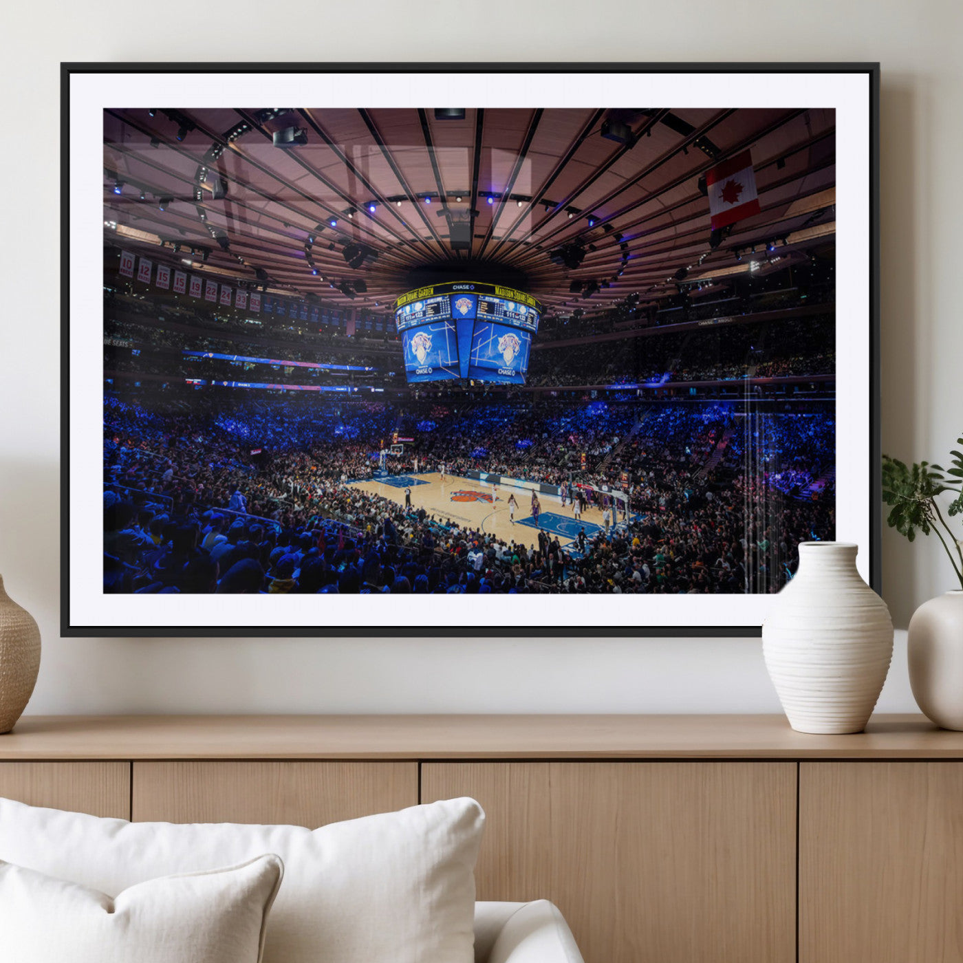 20491-MGC-FP-36x24_Black-Madison Square Garden Wall Art Canvas Print, Framed New York Stadium Art Picture Print, MSG Stadium Perfect Sport Room Decor
