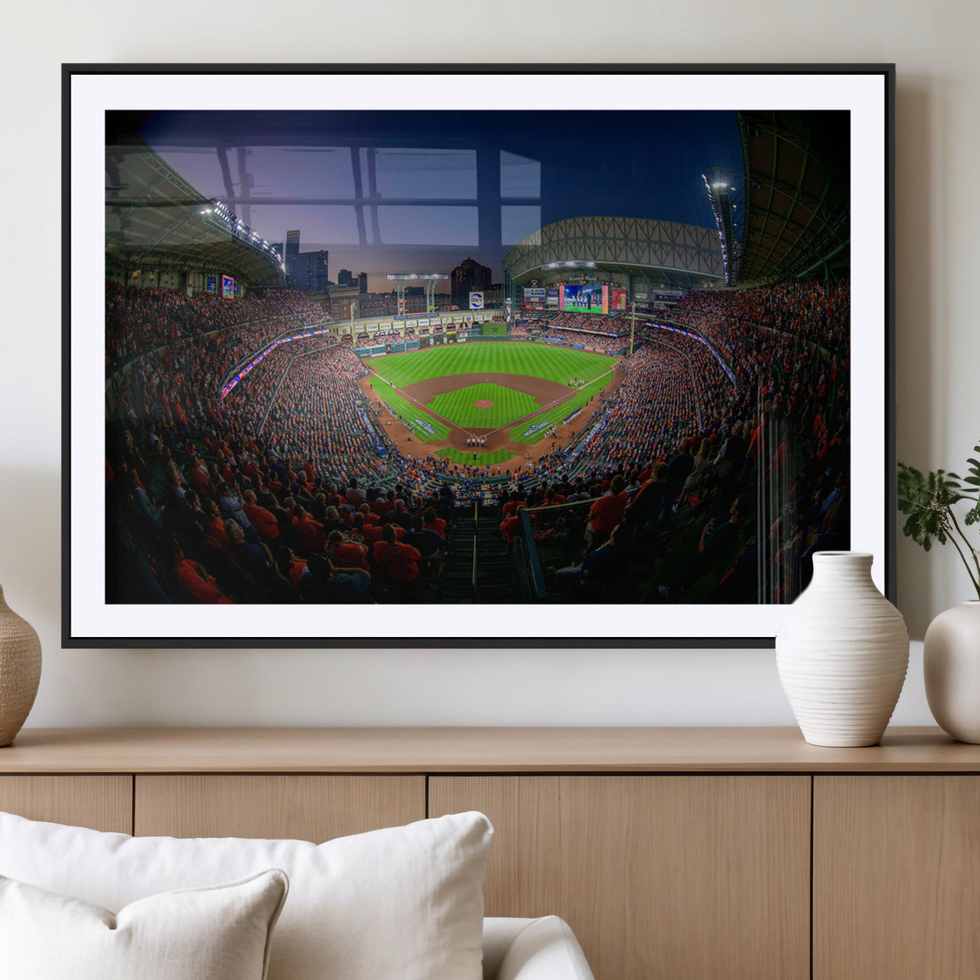 44322-MGC-FP-36x24_Black-Minute Maid Park Wall Art Canvas Print, Framed Houston Astros Stadium Art Picture Print, Houston Astros Field Perfect Sports Room